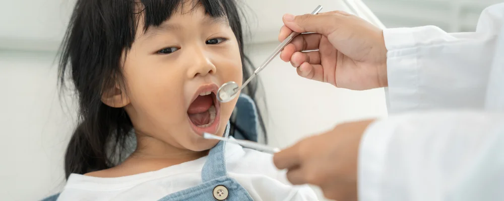 歯科医師によるミラーを使った子どもの奥歯の確認 シティデンタルクリニック そよらリーフシティ市川